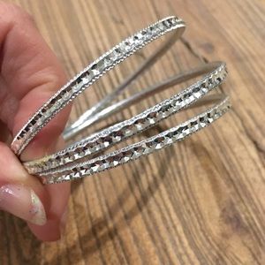 Set of 3 sparkly Silver Colored Bangles